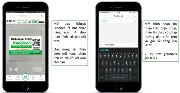quét mã qr code hoặc nhắn tin theo cú pháp