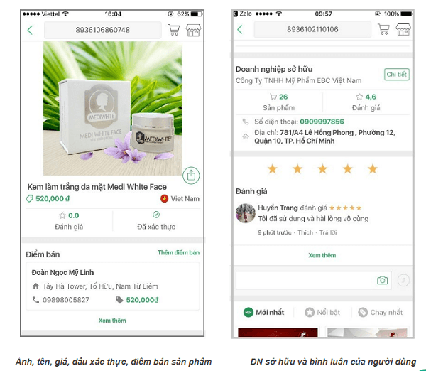 Hình ảnh minh họa thông tin sản phẩm sau khi truy xuất mã vạch Hình ảnh minh họa thông tin sản phẩm sau khi truy xuất mã vạch